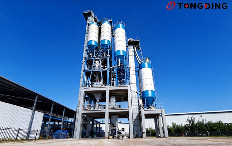 Stepped-type dry mortar mixing plant