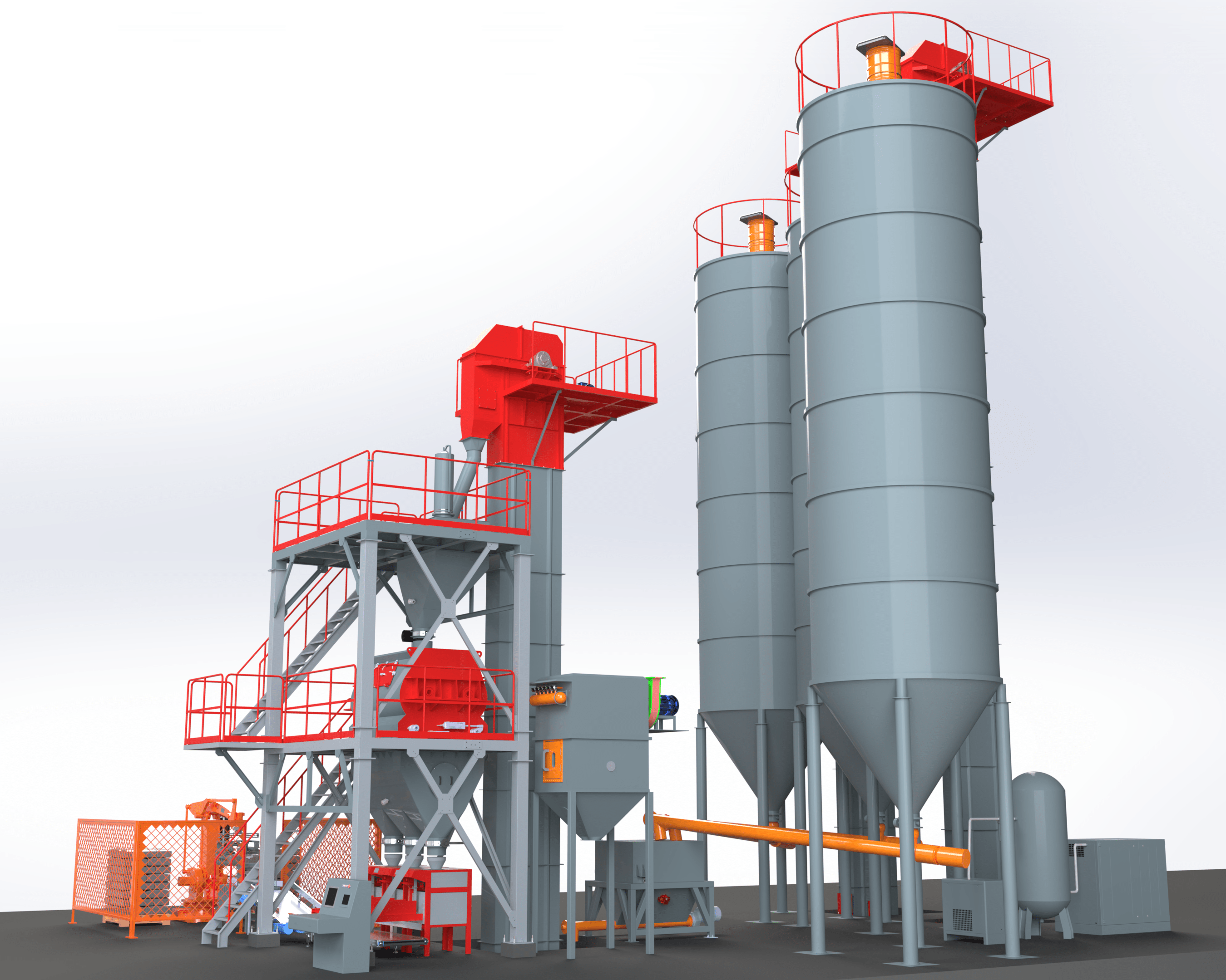 Stepped-type dry mortar mixing plant